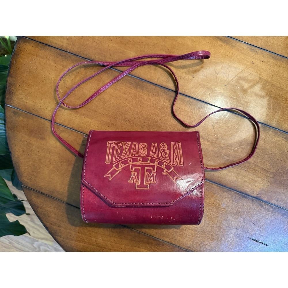 Vintage Texas A&M NCAA Crossbody Handbag Women's Embroidered Logo Purse Leather